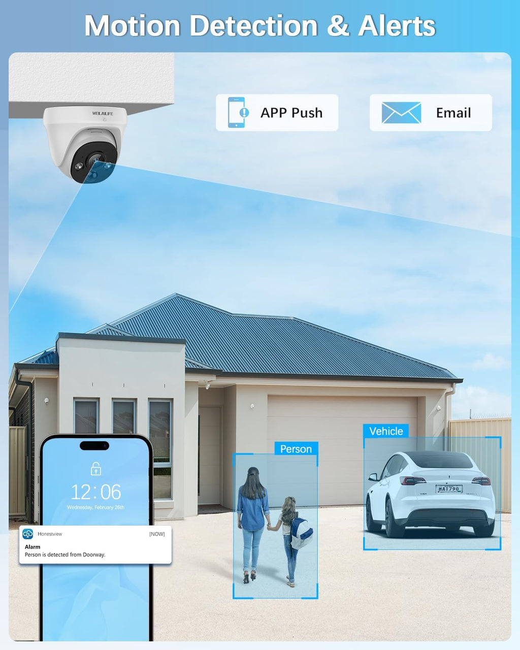 【130° Wide-Angle & 90 Days Storage】 Wired Dome Security Camera System, Home Video Surveillance Camera Systems, Outdoor/Indoor POE IP Cameras