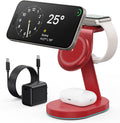 3 in 1 Wireless Charger Charging Station for iPhone,Qi2 Certified 15W Magnetic Charging Stand for Mag-Safe with 30W USB C Adapter&Friendly Night Light for iPhone 16/15/14/13/12,Apple Watch,AirPods
