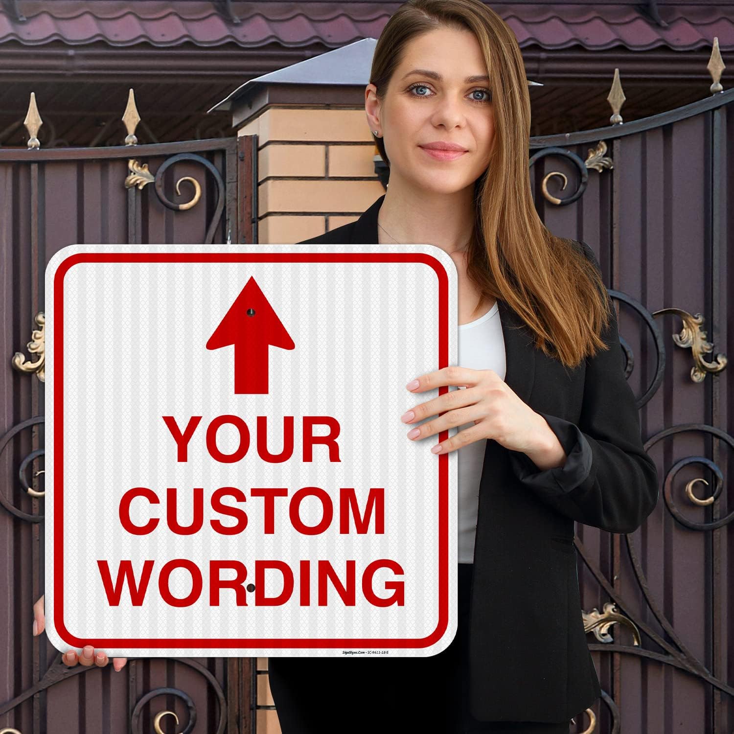 Custom Personalized, With Up Arrow, 18x18 Inches, 3M EGP Reflective .063 Aluminum, Fade Resistant, Made in USA