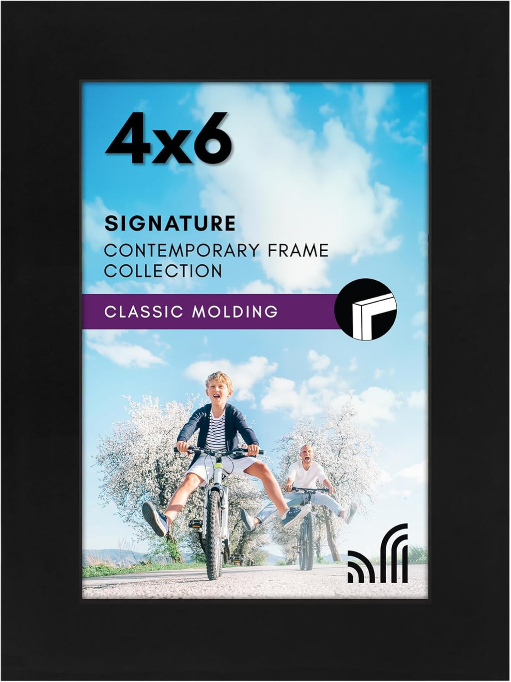 Americanflat 4x6 Picture Frame with Shatter-Resistant Glass - Signature Collection - Gallery-Style Frames Made of Engineered Wood - Photo Frame for Tabletop and Wall Display - Black