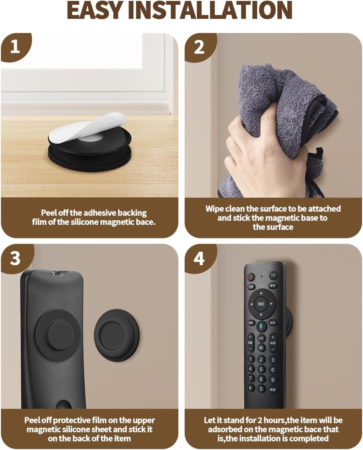 6 Pack Magnetic Remote Control Holder – Upgraded Silicone Magnetic Wall Mount for TV, Fan & Air Conditioner Remotes – Self-Adhesive, No-Drill Remote Control Holder Wall Mount (Circle Grey)