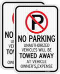 T&R (2 Pack) Large No Parking Sign Will Be Towed Away Sign, 18" x 12" Engineer Grade Reflective Sheeting, Rust Free Aluminum, Weather Resistant, Waterproof, Fade Resistant, 2 Pre-drilled Holes