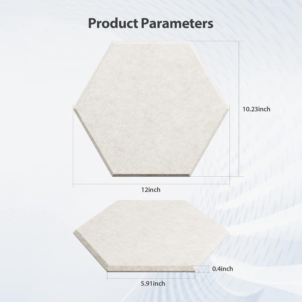 12 Pack Acoustic Panels Self Adhesive Sound Proof Foam, High Density Sound Acoustic Foam Panel, 12X10.23X0.4 Inch Hexagon Wall Panels in Home,Office,Reccording Room,Studio(Beige)