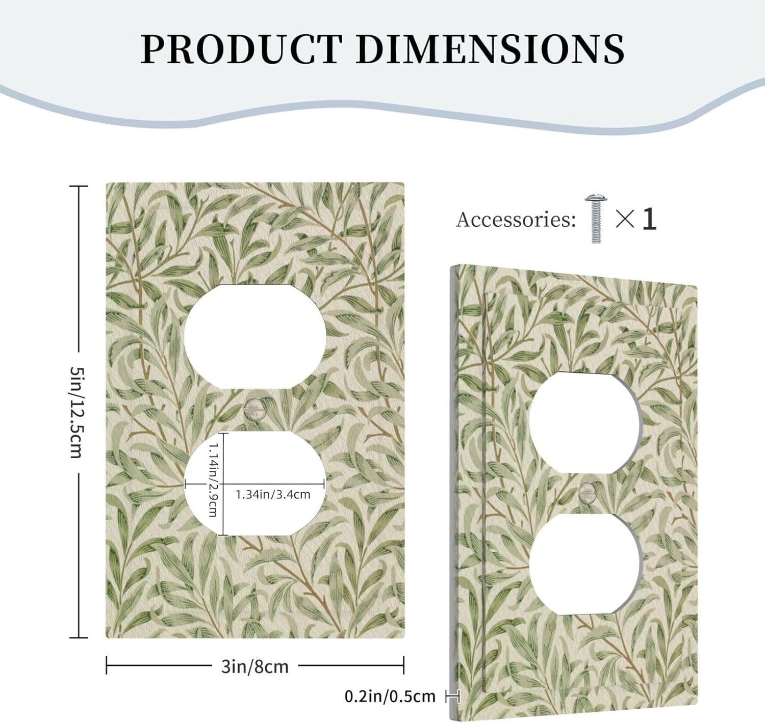 Decorative Outlet Covers Vintage Morris Willow Leaf Green Leaves 1 Gang Wall Plate Receptacle Duplex Light Switch Cover Plate Single Dual Plug Covers Electrical Switchplate Faceplate