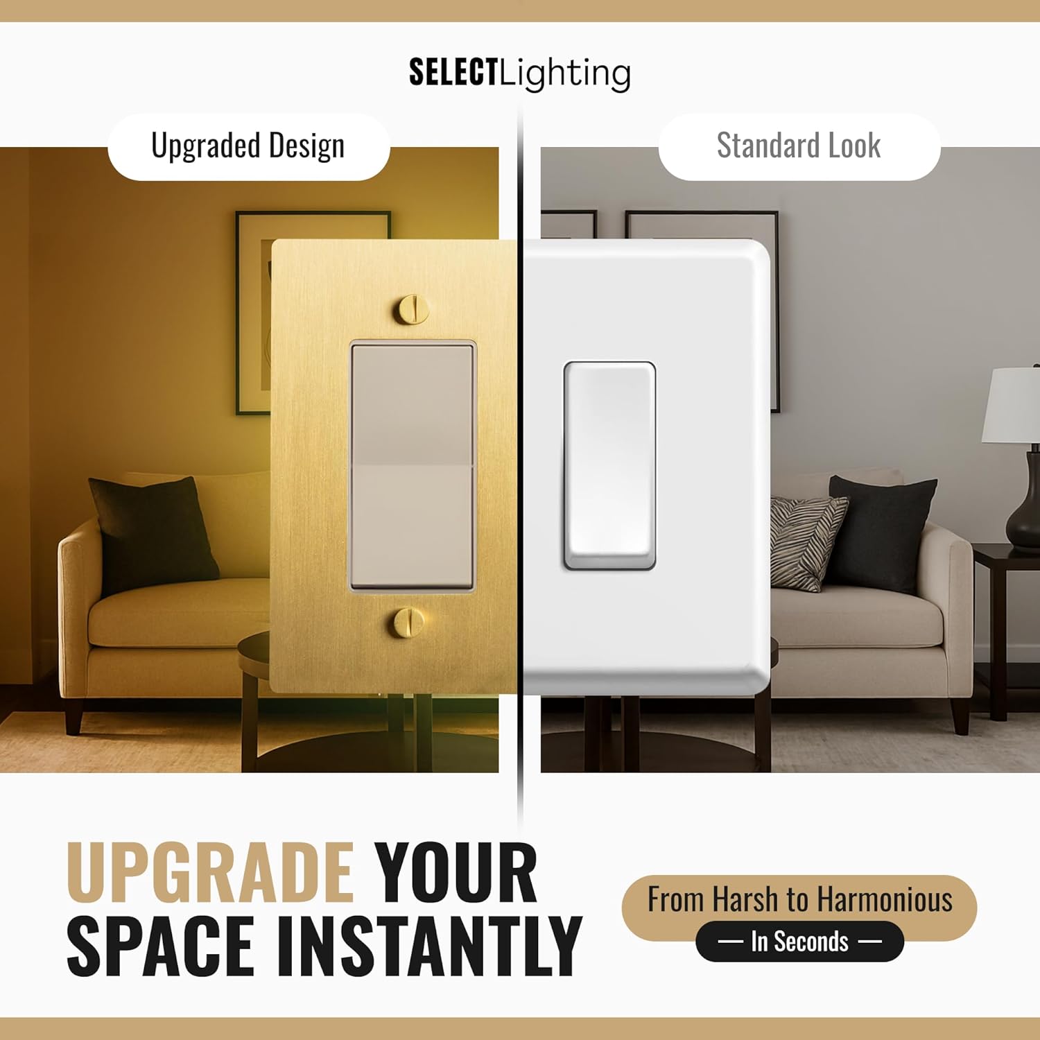 1-Gang Satin Brass Wall Plate, Electrical Receptacle Wall Outlet Faceplate, GFI/Rocker Decorator Light Switch Cover