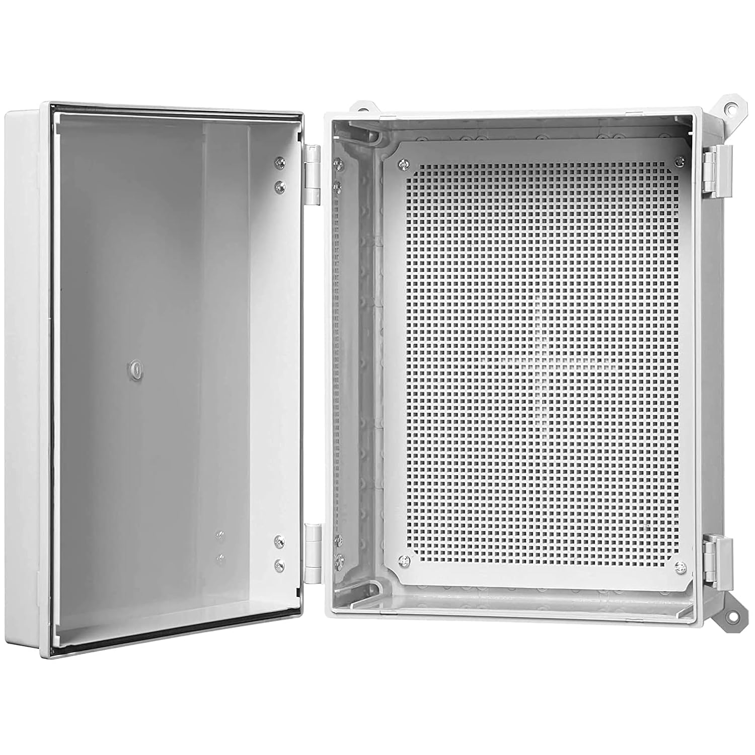 Co. ABS 11.81" x 15.7" x 6.7" Waterproof IP67 Hinged Electronics Distribution Box with Mounting Plate and Wall Brackets