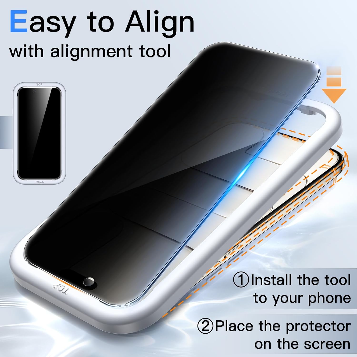 JETech Privacy Screen Protector for iPhone Air with Camera Lens Protector, Anti-Spy Tempered Glass Film, Easy Installation Tool, 6.5-Inch Display, 2-Pack Each