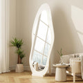 WoodsWhisper 69"X 24" Soild Wood Mirror Full Length,Wavy Wall Mirror,Lights Irregular Led Full Length MirrorShatter-Proof Hanging or Leaning Against Wall for Cloakroom/Bedroom/Living Room(White)