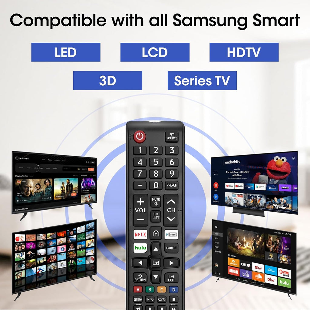 6 Pack Remote for All Samsung TV Remote, Replacement Compatible with All Samsung Smart TVs, Series TVs, LCD, LED, 3D, HDTV