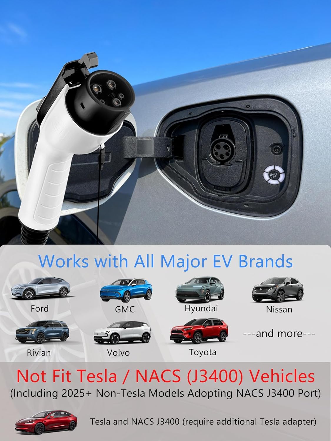 Level 1&2 EV Charger 8-16A Adjustable Current & Timer,110-240V,Nema 5-15 & 6-20 Plug,Electric Car Charger with 17ft Cable,Portable EV Chargers for All SAE J1772 Evs