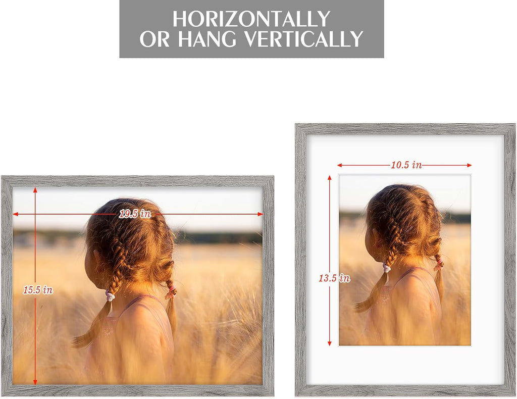 Golden State Art, 16X20 Picture Frame with Mat for 11X14 - High Definition Glass Wall Mounting Horizontal Vertical Display (Gray, 2 Pack)