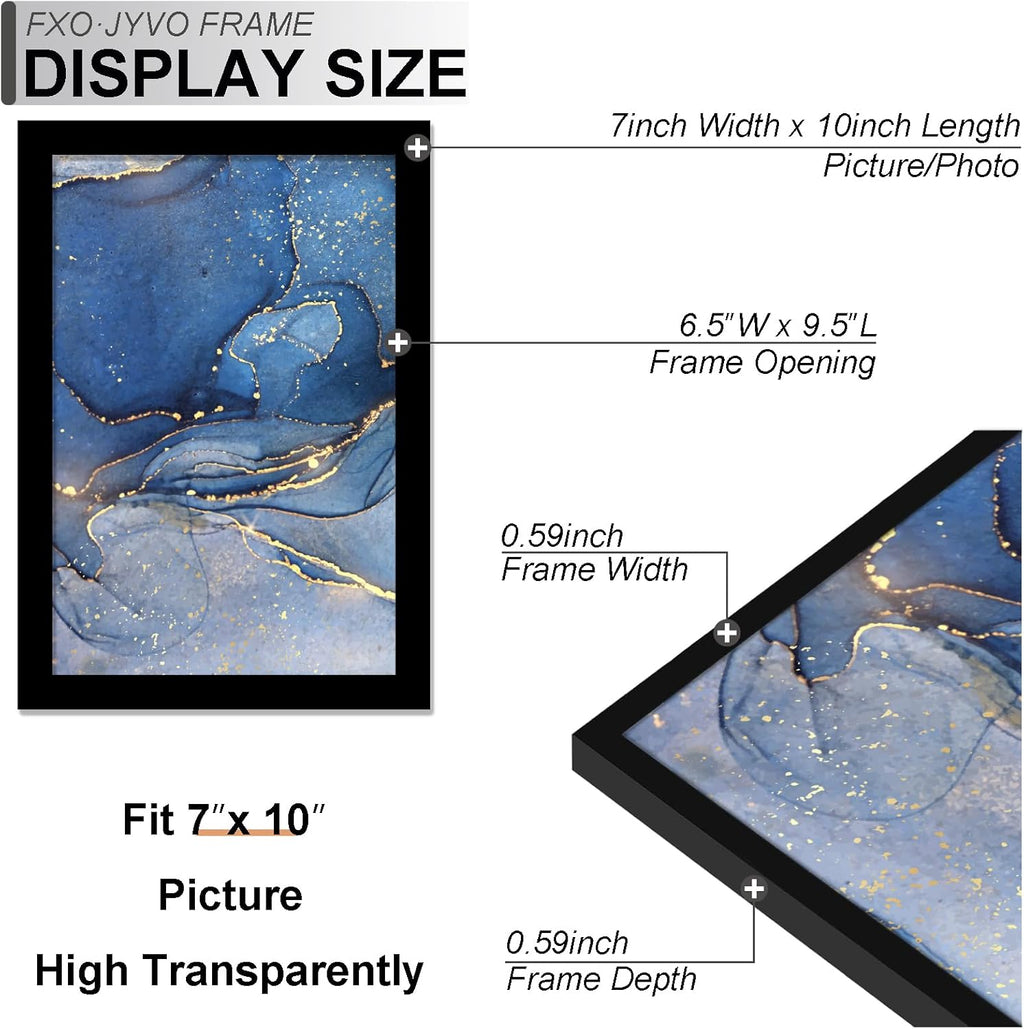 7x10 Picture Frame Set of 6, Black Frame for 7 x 10 Inch Picture Poster Photo, Light Weight and High Transparent 7 by 10 Frame for Wall - 6 Pack/Black/7"x10"