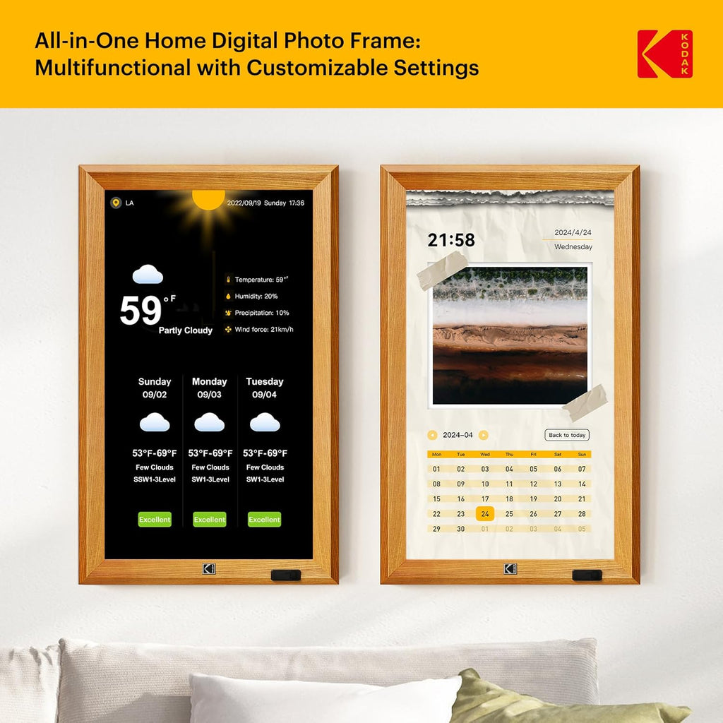 KODAK 23.8" X-Large WiFi Digital Picture Frame - 1920x1080 FHD IPS Display with 32GB Storage, Auto-Rotate, Remote Control, Wall Mountable, Compatible with Alexa, for Family
