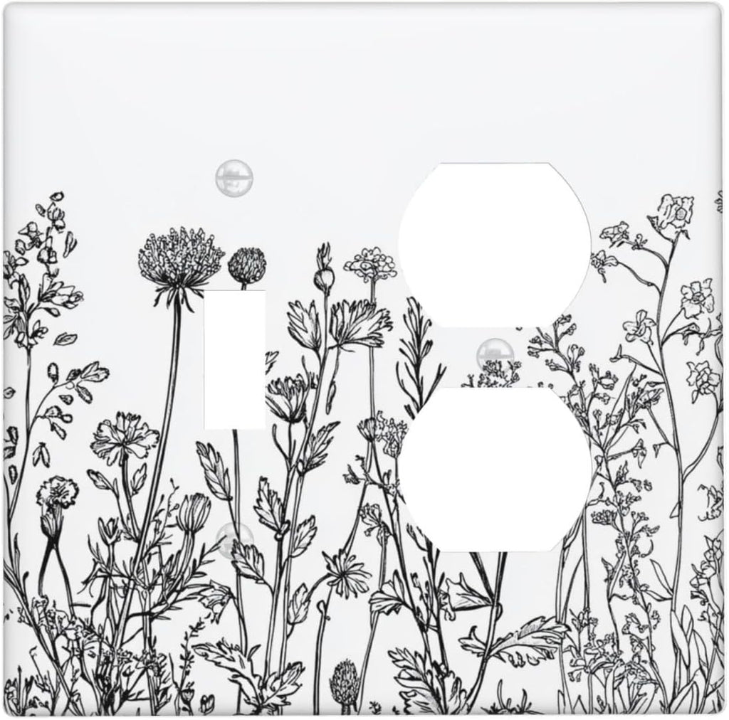 Wallplates Floral Wildflower Rustic Plant Leaves 1 Toggle 1 Duplex Switch Plate Electrical Gfci Faceplate Decorative Light Switch Covers For Farmhouse Cabin Decor
