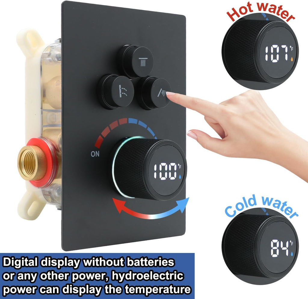 Shower System 12 Inches Rainfall Shower System Shower Head System for Bathroom 3 function shower system set Shower Faucet Rough-in Valve