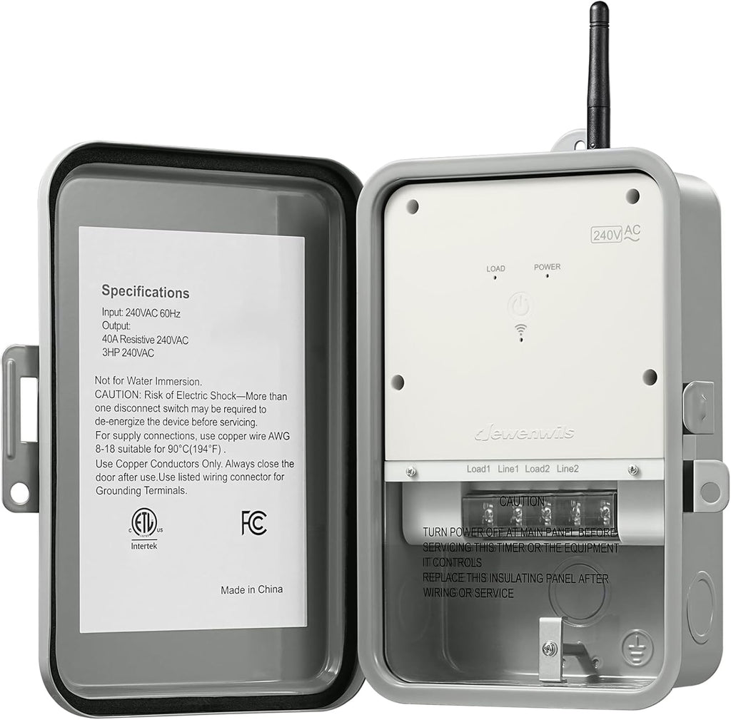 DEWENWILS Pool Pump Timer, Outdoor Smart WiFi Box, Heavy Duty 40A 240VAC 3HP Wireless Controller Timer for Pool, Water Heater, Compatible with Smart Phone, Alexa, Google Assistant, ETL Listed