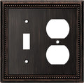 Henne Bery Sunken Pearls Decorative Wall Plate Switch Plate Outlet Cover (Toggle/Duplex, Aged Bronze)