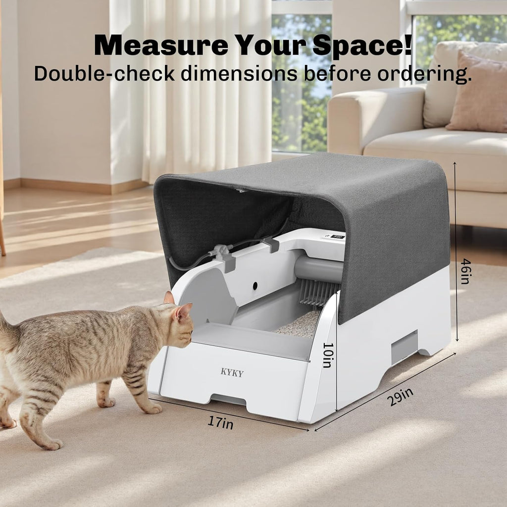 2 in 1 Self Cleaning Litter Box with APP Control, Open or Covered Canopy Design to Meet Cats' Varying Preferences, Large Automatic Cat Litter Box for Multiple Cats, Quiet, Odorless & Safe