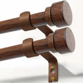 2 Pack Antique Redwood Grain Curtain Rods for Windows 66 to 120 Inches 1" Diameter Heavy Duty Window Curtain Rod Adjustable with Solid Finials for Living Room Bedroom Kitchen Farmhouse Outdoor