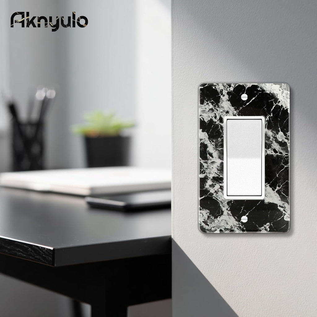 Black White Marble Pattern Acrylic Switch Plates And Outlet Covers Wall Plates Light Switch Cover Plate Acrylic Decorative Outlet Switch Cover Wall Plate Outlet Cover