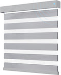 Smart Zebra Blinds for Windows, Alexa Motorized Blinds with Remote Control, Automatic Electric Power Zebra Shades for Indoor Windows (48" W x 72" H,Gray)