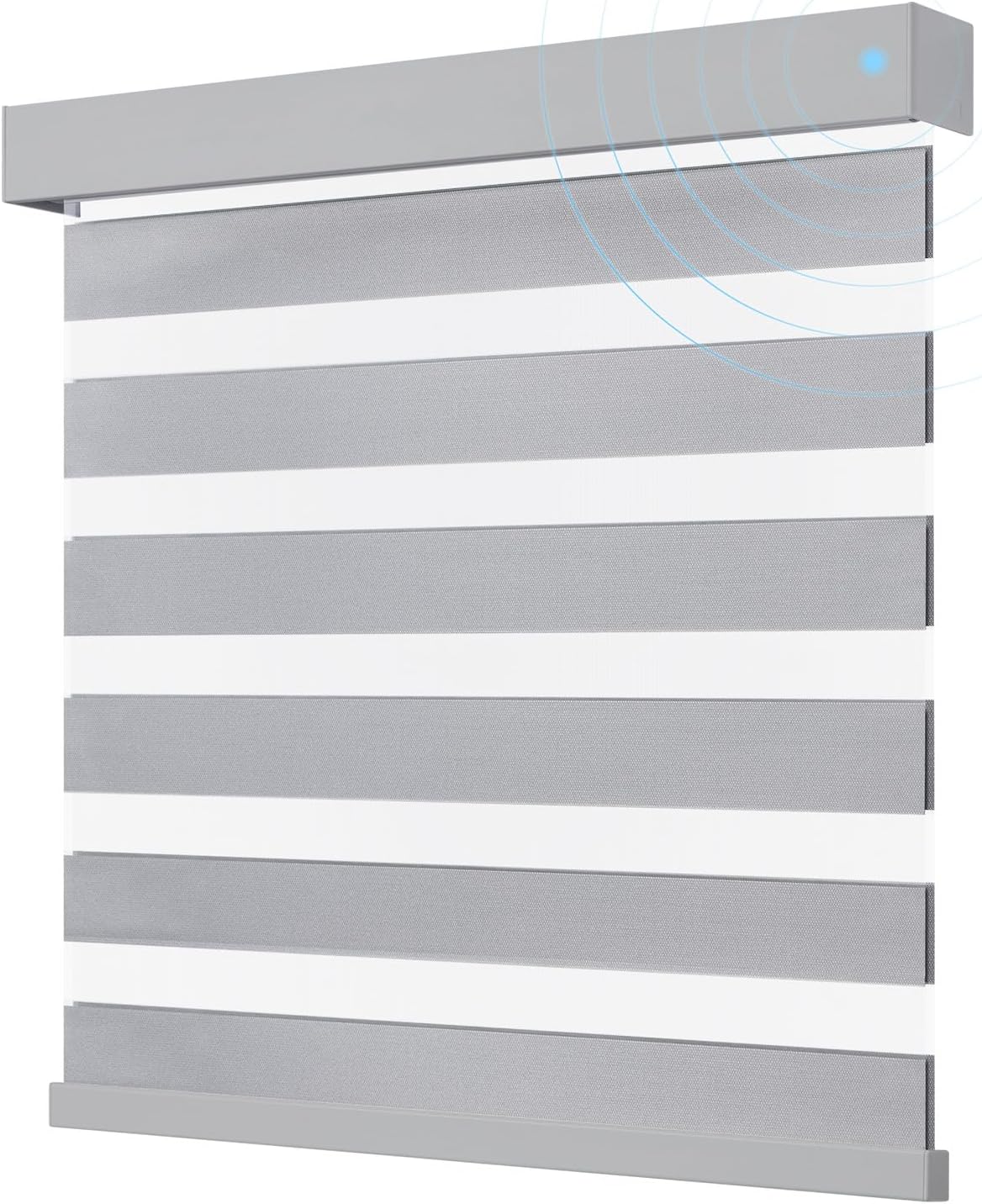 Smart Zebra Blinds for Windows, Alexa Motorized Blinds with Remote Control, Automatic Electric Power Zebra Shades for Indoor Windows (21" W x 72" H,Gray)