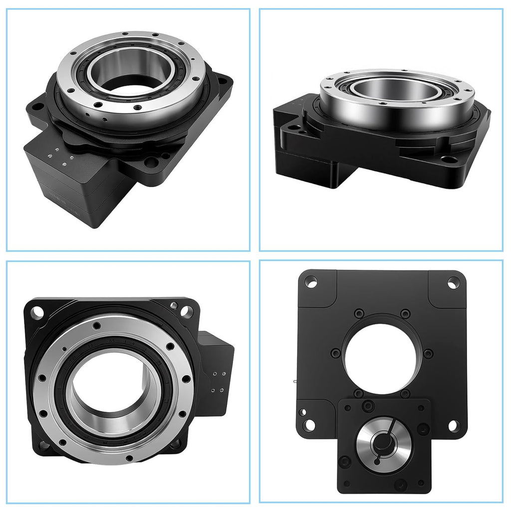 CNC Hollow Rotating Platform Gear Ratio 10:1 360 Degree Electric Rotary Table Positioners Substitutable for Direct Drive Motor and Cam Indexer Fitting Nema 23 Stepper 60mm Servo Motor