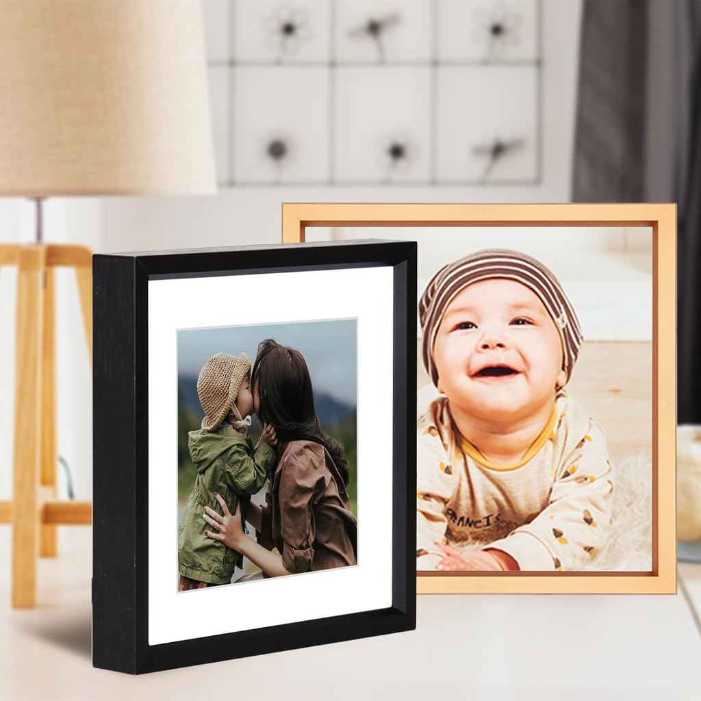 4x4 Picture Frame, Black Metal Photo Frames with HD Glass, Fits 3x3 with Mat or 4 x 4 without Mat, Display for Wall and Table, 1 Pack