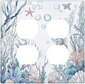 Outlet Covers Ocean Coral Seahorse Seashell Starfish 2 Gang Double Duplex Decorative Light Switch Covers Electrical Wallplates Socket Faceplate For Bathroom Home Decor