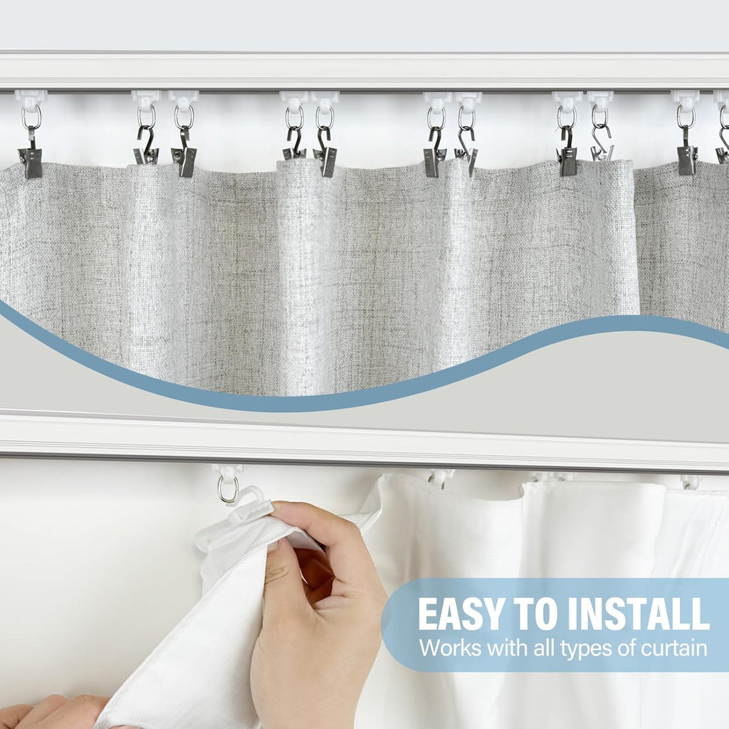 Curtain Track Ceiling Mount heavy duty sliding Curtains Tracks rails Rod System Room Divider with clips 9-12ft White