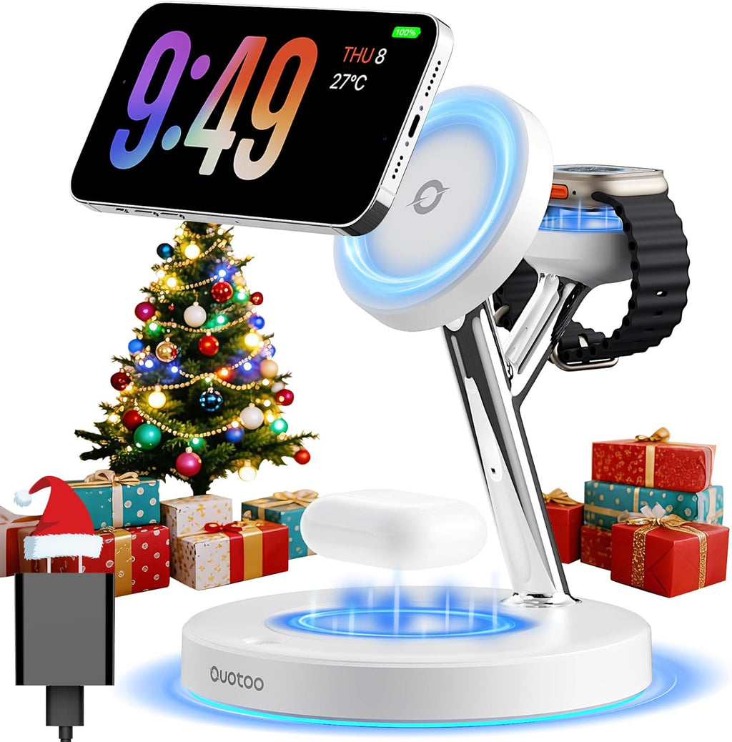 2025 3 in 1 Charging Station for Apple Compatible with Magsafe Charger Stand for iPhone 17 16 15 14 13 12 Wireless Charging Station for AirPods Wireless Charger for iWatch Series