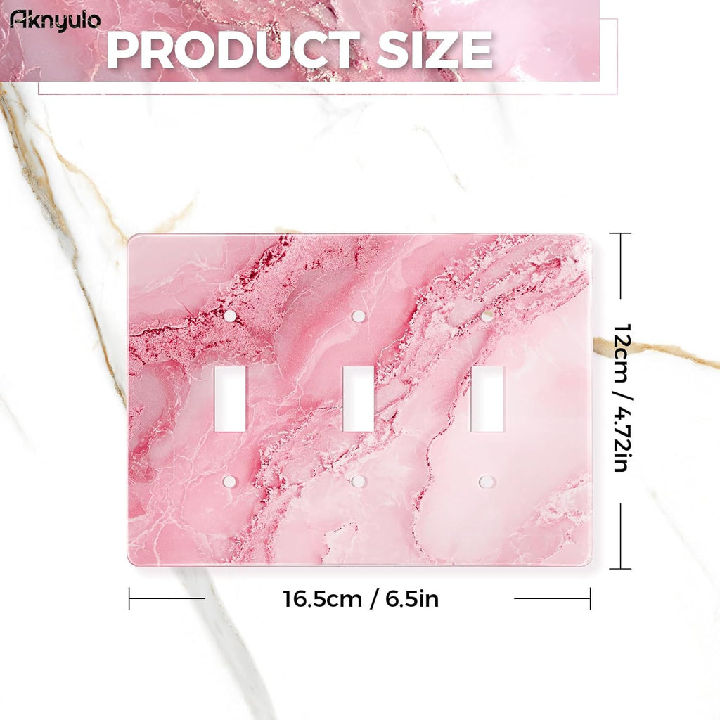 Abstract Pink Marble Design Acrylic Wall Plate Cover Switch Plate Cover Light Switch Cover Switch Cover Decorative 3 Gang Toggle Outlet Covers Switch Cover