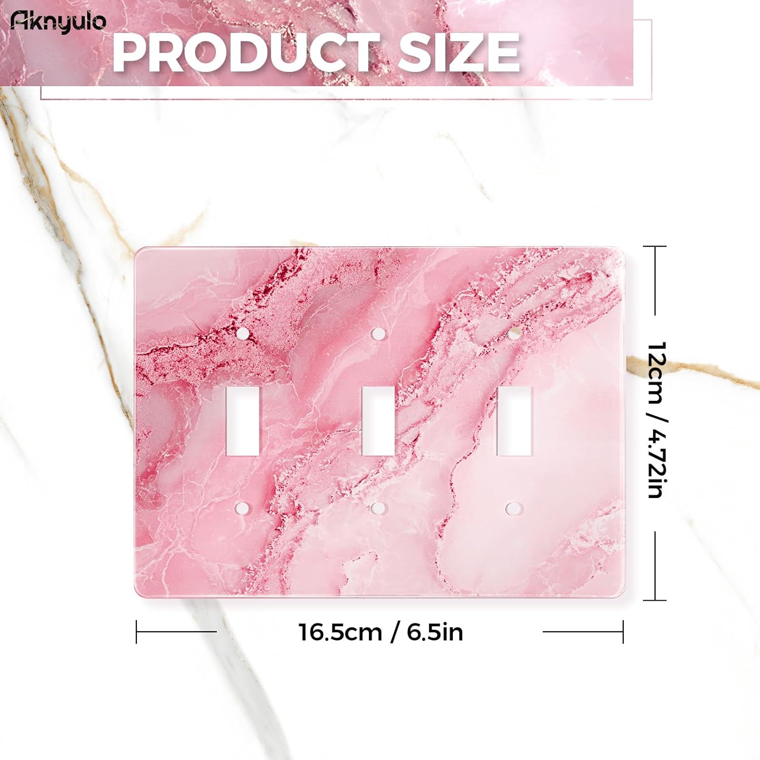 Abstract Pink Marble Design Acrylic Wall Plate Cover Switch Plate Cover Light Switch Cover Switch Cover Decorative 3 Gang Toggle Outlet Covers Switch Cover