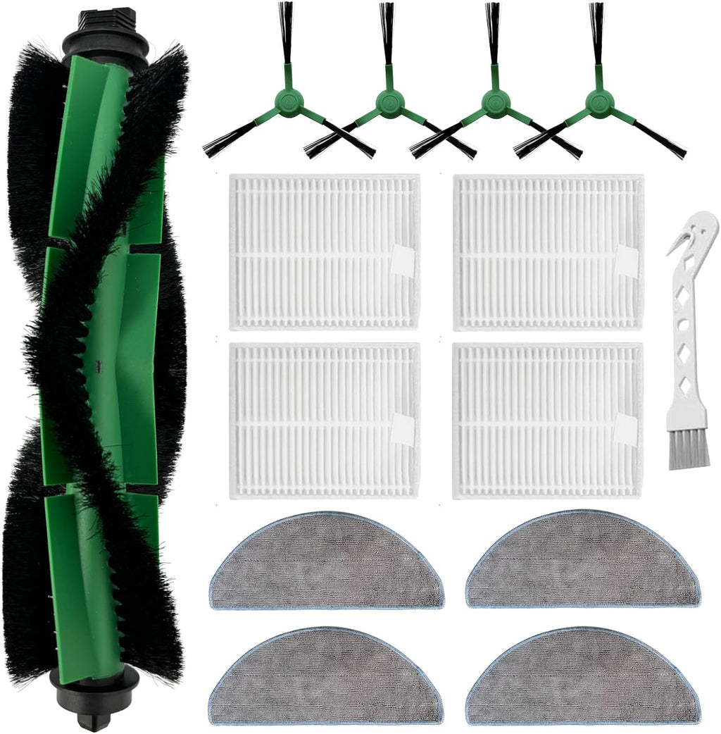 14 Pack Replacement Parts kit for iRobot Roomba Combo Essential Series Q0120, Q0520, Y0140, Y0110, Q011 Robot Vacuum Cleaner, 1 Main Brush, 4 Side Brushes,4 Hepa Filters,4 Mop Cloth,1 Cleaning Brush