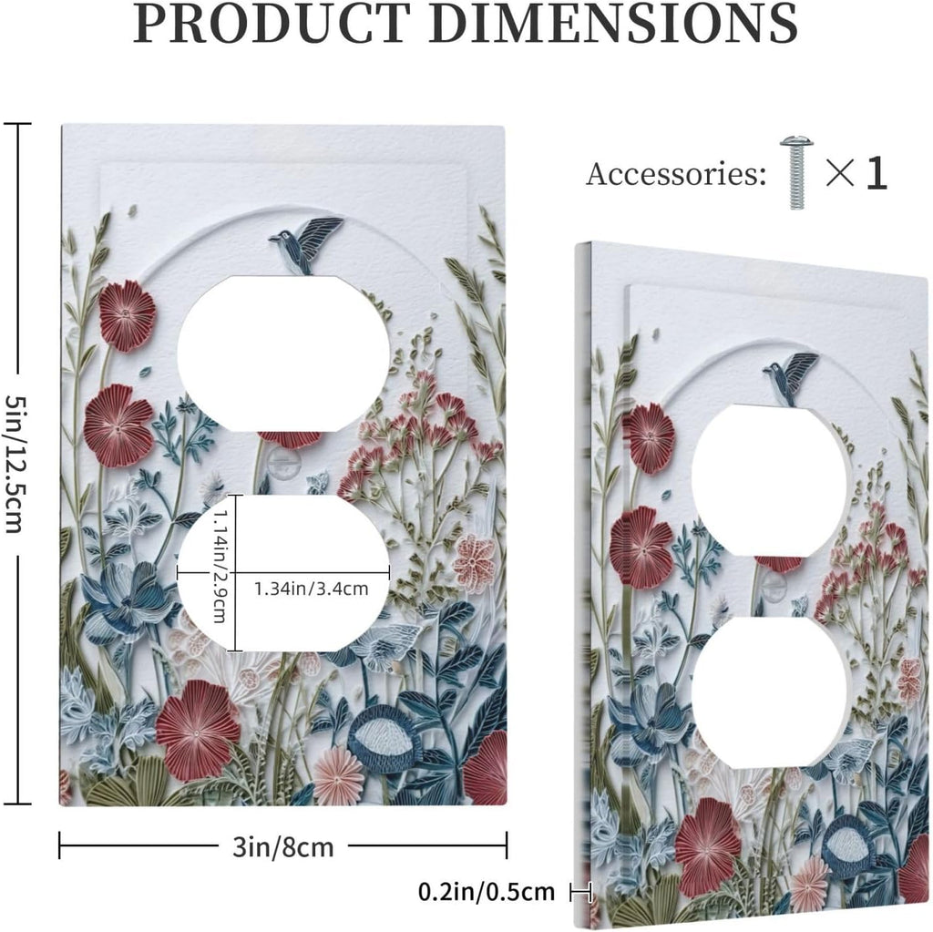 Wildflowers Flowers Floral Plants Duplex Outlet Wall Plate Cover Decorative Light Switch Covers Electrical Faceplate Switch Plates for Bathroom Kitchen Home