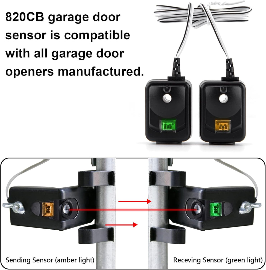 820CB Garage Door Sensor, Safety Sensor Kit Compatible with Chamberlain Liftmaster Sears Craftsman Garage Door Opener Made After 1997. Replacement 41A5034 G801CB-P 801CB 041-0136