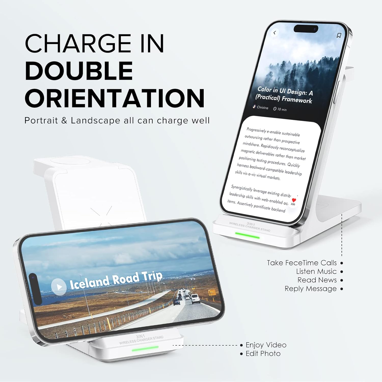 Wireless Charging Station, 3 in 1 Fast Wireless Charger Stand for Multiple Devices Apple Watch Ultra Series 11 10 9 8 7 6 SE 5 4 3 2, iPhone 17 16 15 14 13 12 11 Pro Max/Plus/Air/X/XS/XR/SE, Airpods