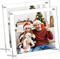 AITEE 4x6 Acrylic Picture Frames 2 Pack, Clear Desk Picture Frames with Stand, Modern Frameless Floating Frames Lucite Transparent Square Cubes Frame for Wall & Desktop Display Gift for Home Office