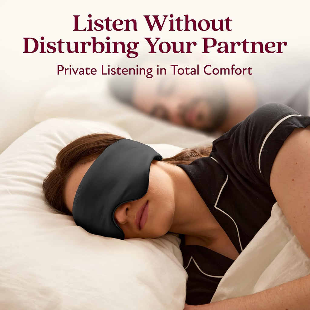 SilkSound 100% Mulberry Silk Bluetooth Sleep Mask, Skin-Friendly Sleeping Eyemask with Bluetooth Headphones, Sleep Gifts for Women, Silk Eye Mask Headband Headphones for Sleeping Side Speakers