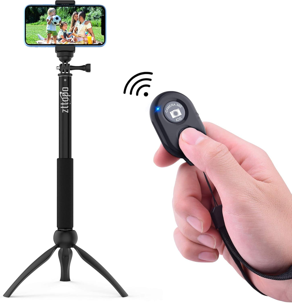 Wireless Camera Remote Shutter for Smartphones (2 Pack), Zttopo Wireless Phone Camera Remote Control Compatible with iPhone/Android Cell Phone - Wrist Strap Included Black&Blue