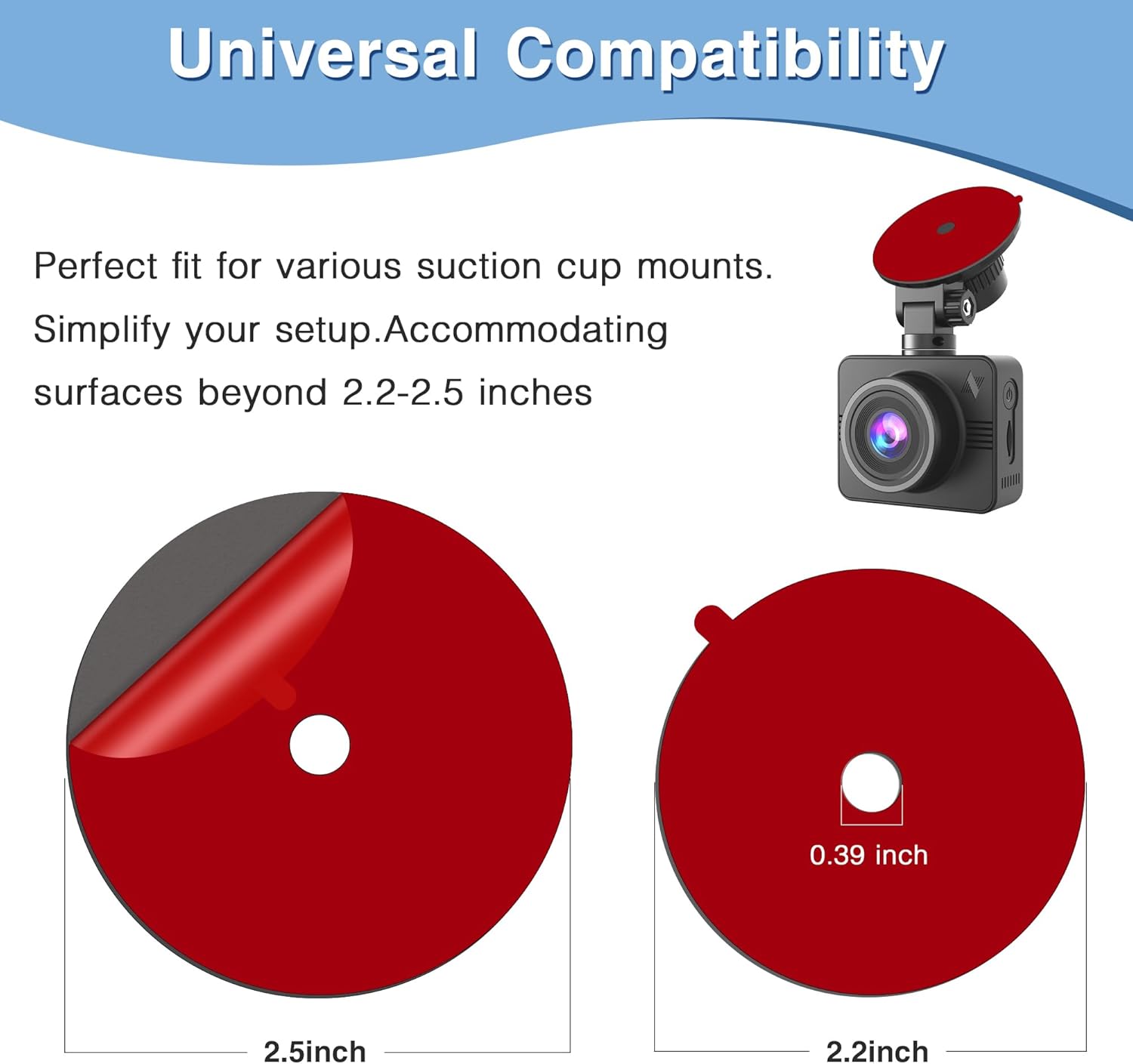 Sticky Adhesive Pad for Radar Detector Mount,Round Clear Double-Sided Tapes(2.2 inches and 2.6 inches) with Center Hole Design,for Radar Detector Mount,Dash Cam Suction Cup,GPS Sucker Holder etc