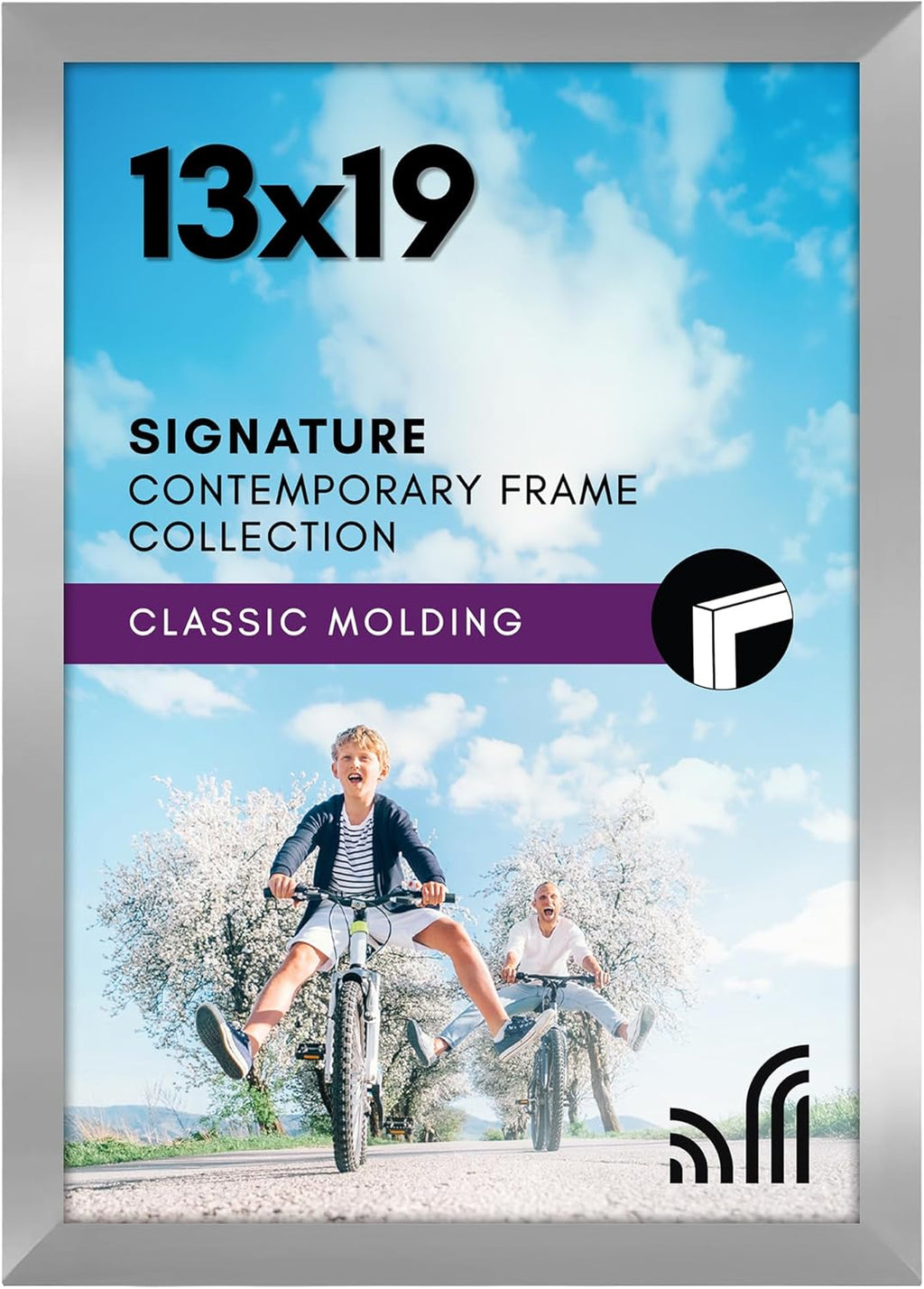 Americanflat 13x19 Picture Frame with Shatter-Resistant Glass - Signature Collection - Gallery-Style Frames Made of Engineered Wood - Photo Frame for Wall Display - Silver