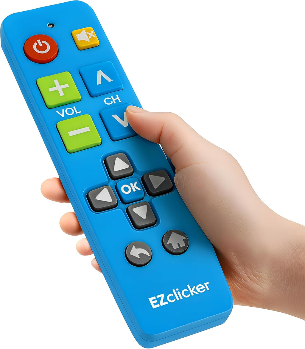 Plus Big Button Universal TV Remote (Blue) Simple Easy to Use, Works with Major TV Brands (2xAAA Batteries Not Included)