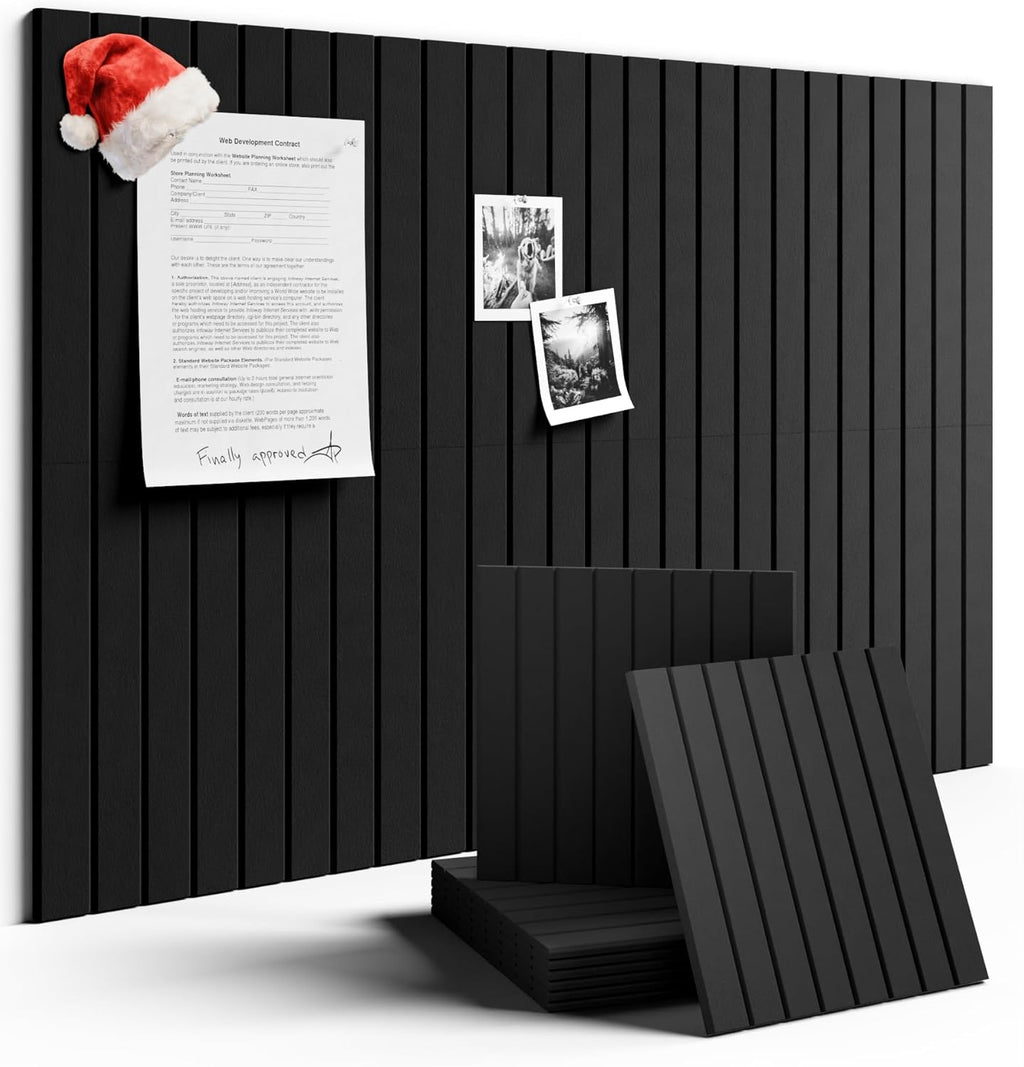 Large Felt Bulletin Board 36" x 24" Cork Board Alternative-6 Pack with 40 Safe Removable Adhesive Tabs, Cork Boards for Walls Cork Board for Home Office Classroom Pin Board (Black)