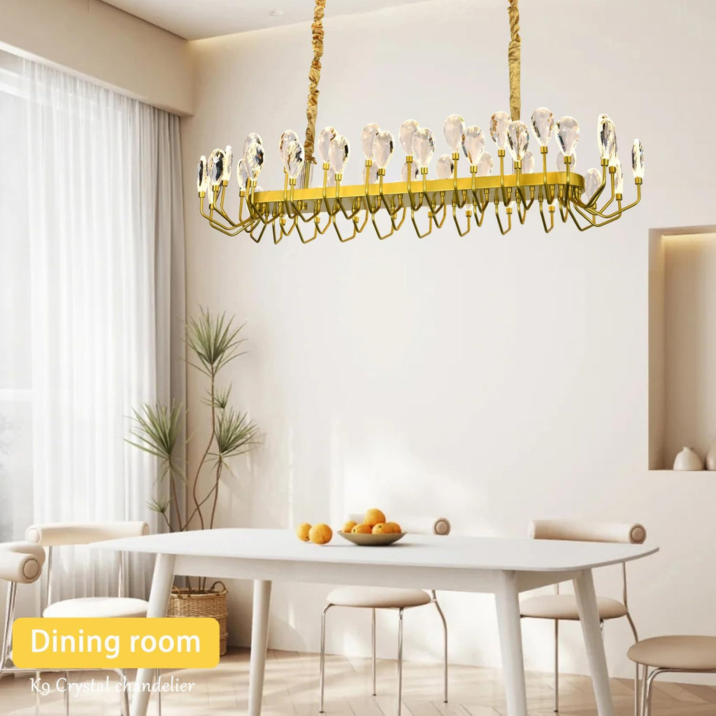 44 Light Gold Chandelier 47.25'' Large Crystal Chandeliers for High Ceiling Dining Room Modern Classic Chandelier Light Fixture for Large Living Room Foyer Stairs Entry Restaurant Hotel