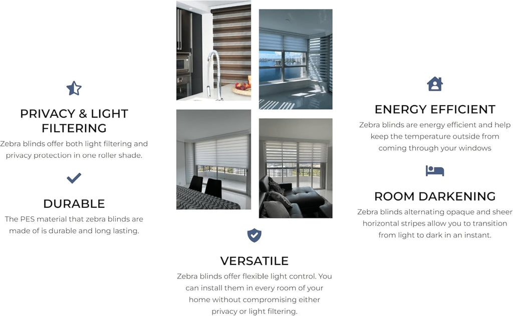 Shadesu Cordless Zebra Blinds for Windows, 35" W x 72" H, Grey, Dual Layer Free-Stop Zebra Shades, Light Control for Day and Night, Sheer Blinds for Indoor Windows, Bedroom, Kitchen