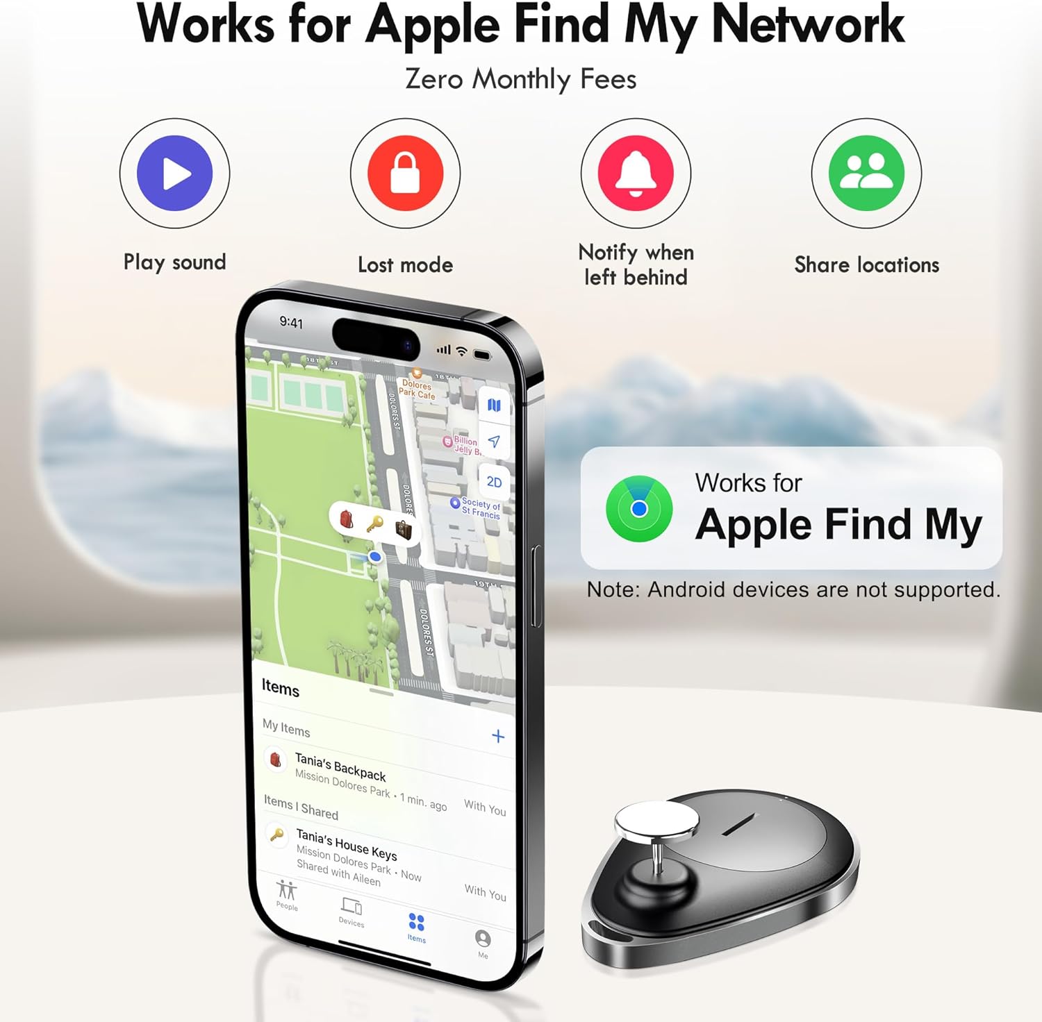 GPS Tracker for Kids hidden 4pack, Security Tag with Pins Works with Find My (iOS only), Lost Mode, Anti-Removal Tracking Device for Children, Elderly, Pets, Backpack, No Monthly fee (Not for Android)