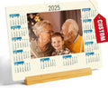Custom Photo Prints - Metal Desktop Picture Frame with Photos & calendar & Wooden Base Personalized Gifts for Family Friends and Lovers, Optional Multiple Sizes