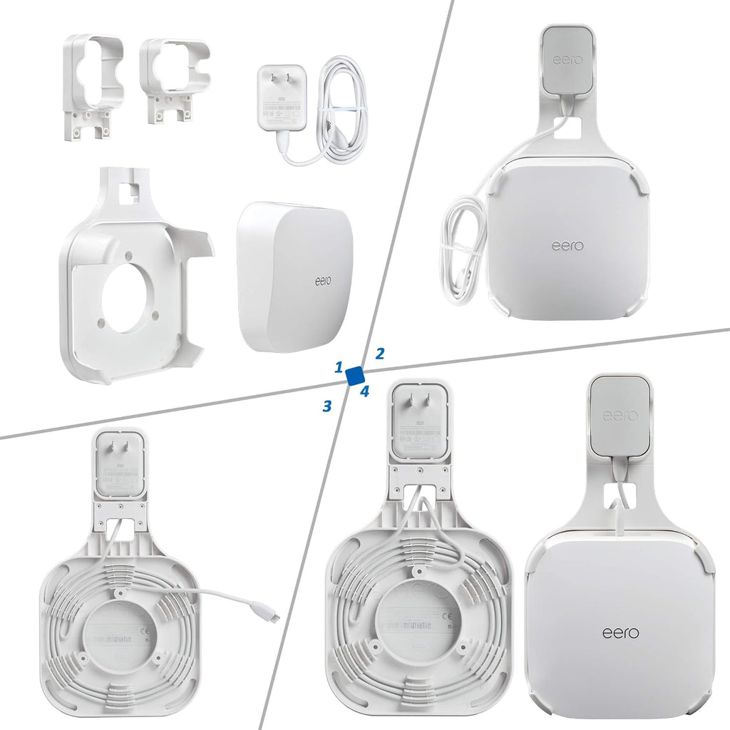 Wall Mount Holder for EERO Pro 6 Mesh WiFi System, Space Saving Outlet Wall Mount Bracket for EERO Pro 6 Router with Cord Management and Easily Moved(3 Pack)