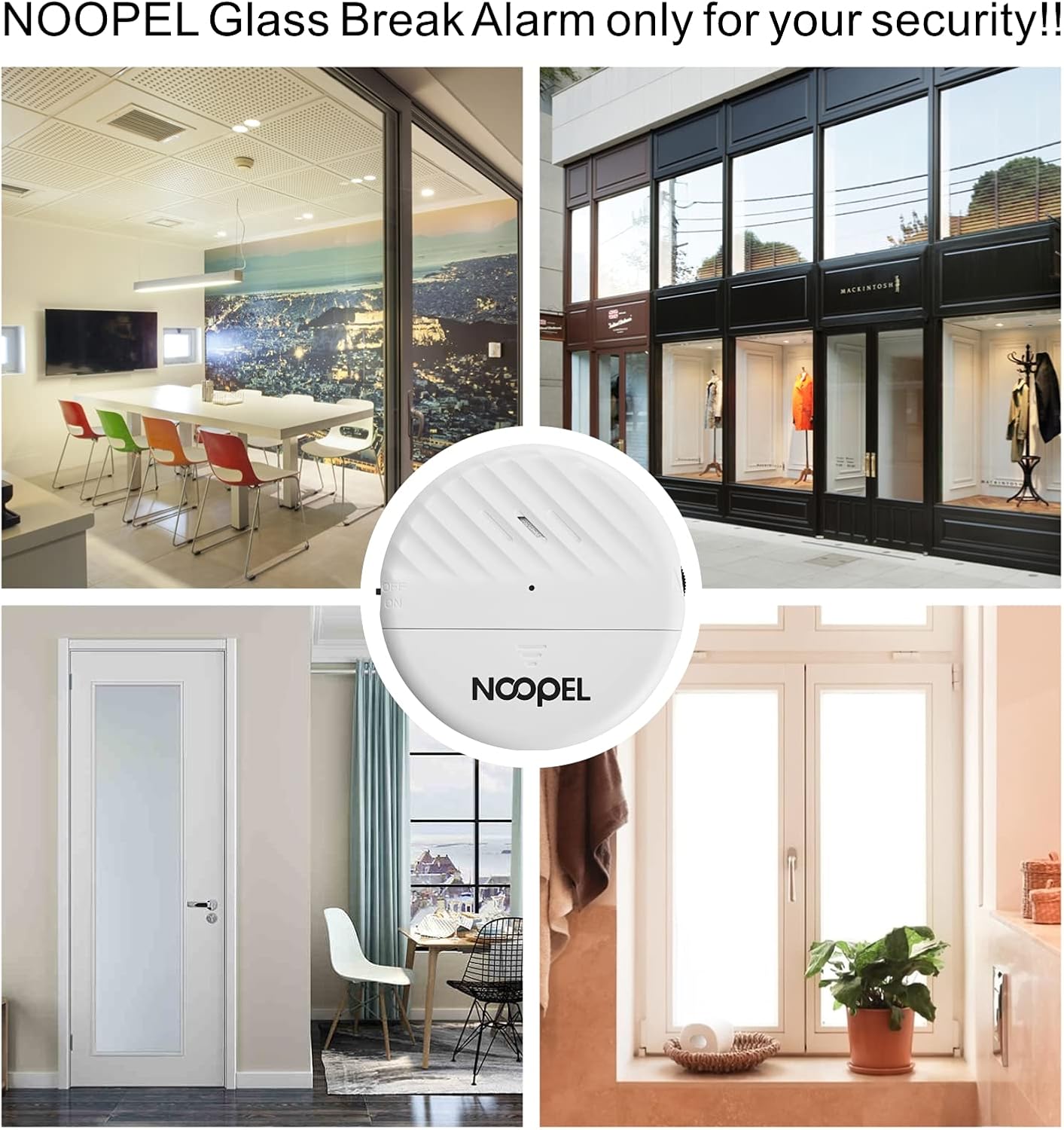 Window Alarms for Home Security 5 Pack, Glass Break Sensor, Window Sensor for Office Safety, Ultra-Loud 125db Advanced Vibration Sensors, Featuring Low Battery Indicator